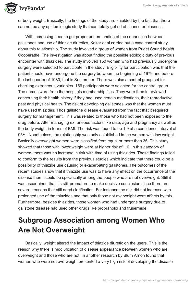 Epidemiology Analysis of a Study. Page 4