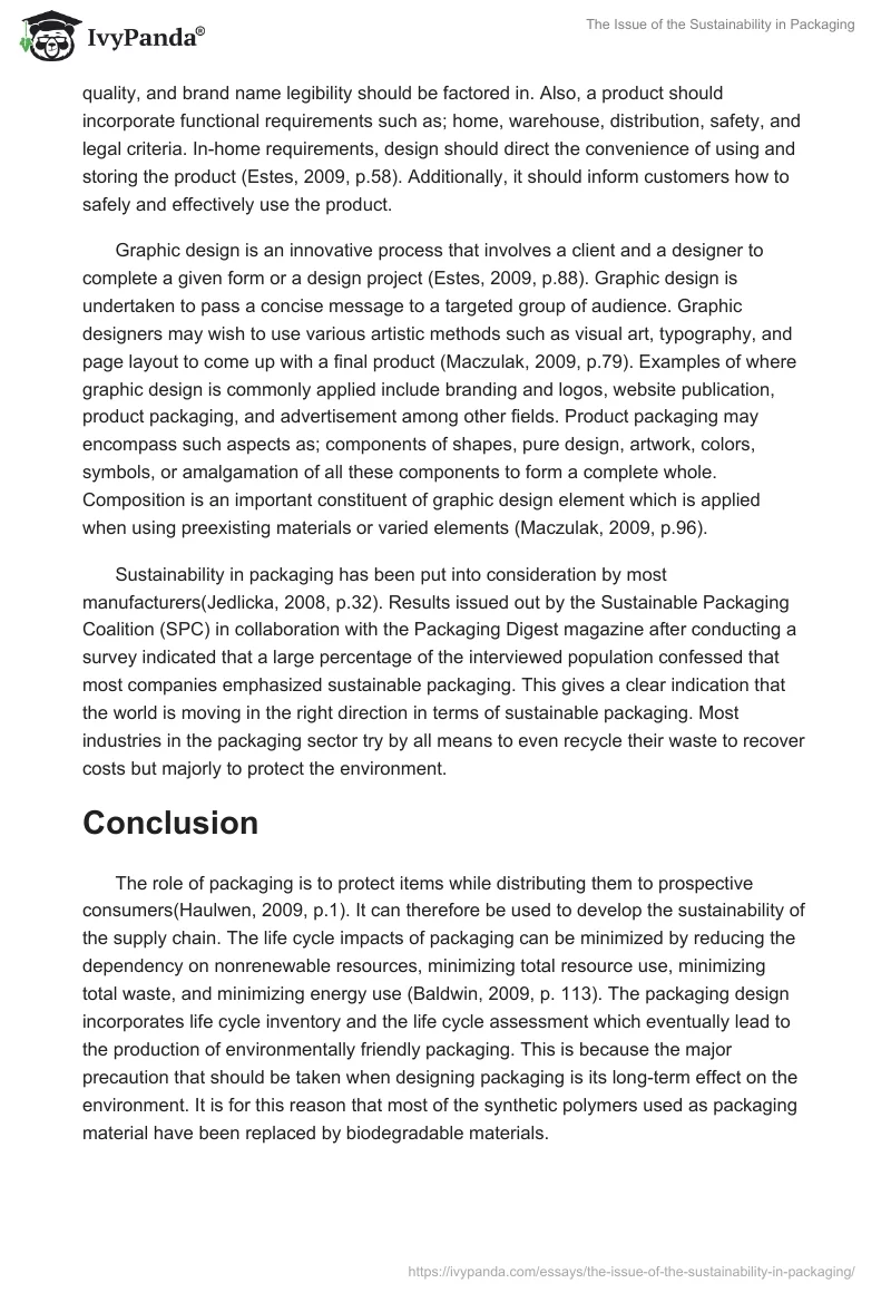 The Issue of the Sustainability in Packaging. Page 3