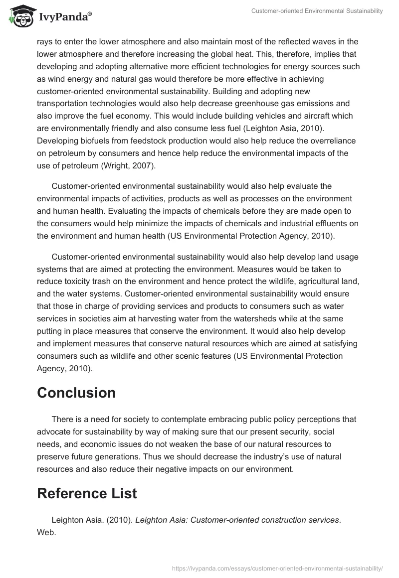 Customer-oriented Environmental Sustainability. Page 2