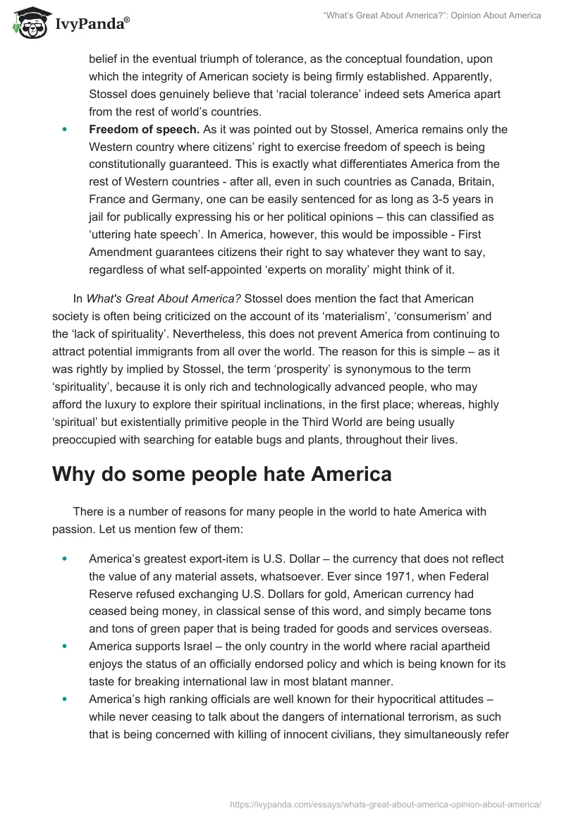 “What’s Great About America?”: Opinion About America. Page 2