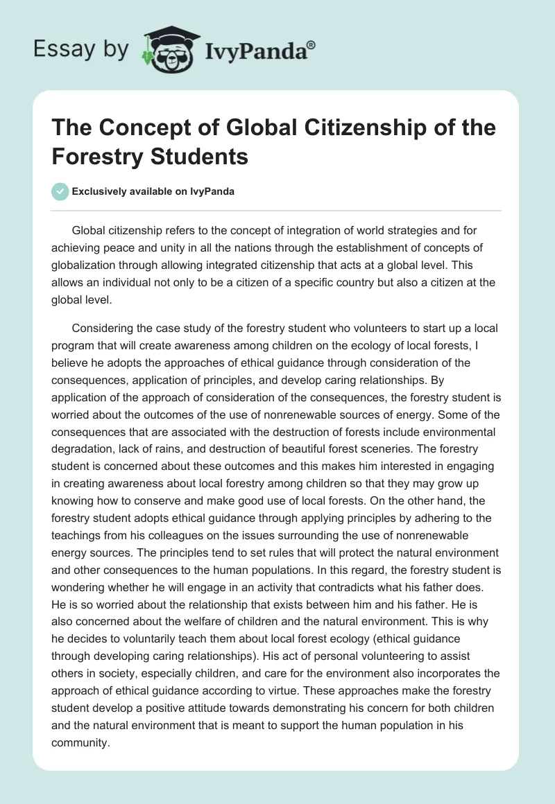 The Concept of Global Citizenship of the Forestry Students. Page 1