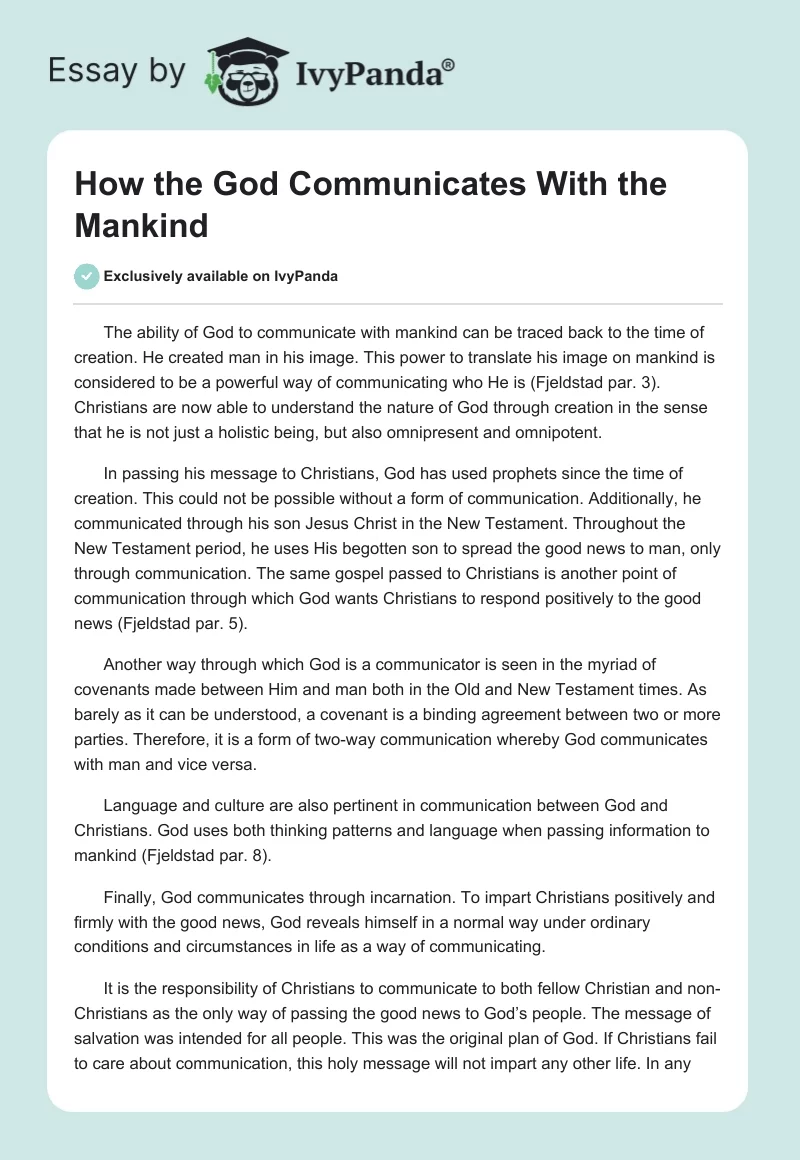How the God Communicates With the Mankind. Page 1