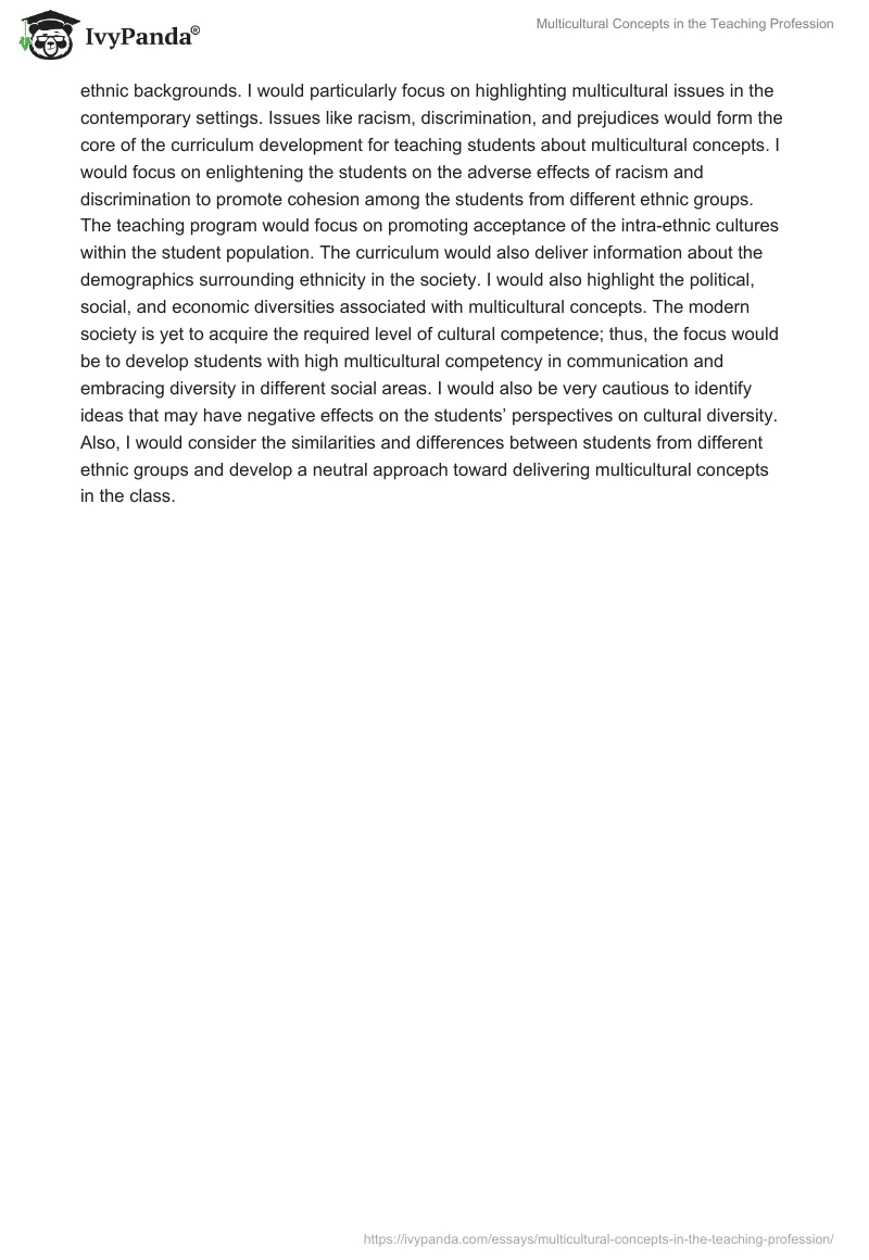 Multicultural Concepts in the Teaching Profession. Page 2