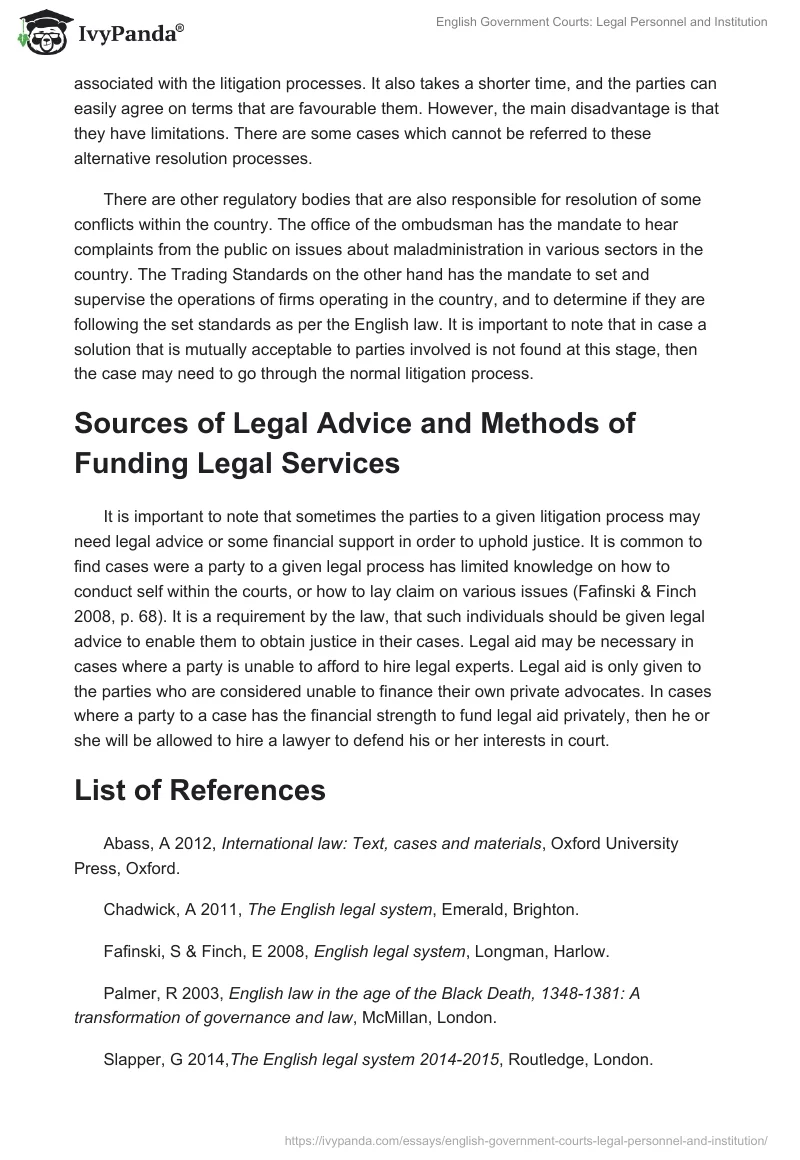 English Government Courts: Legal Personnel and Institution. Page 4
