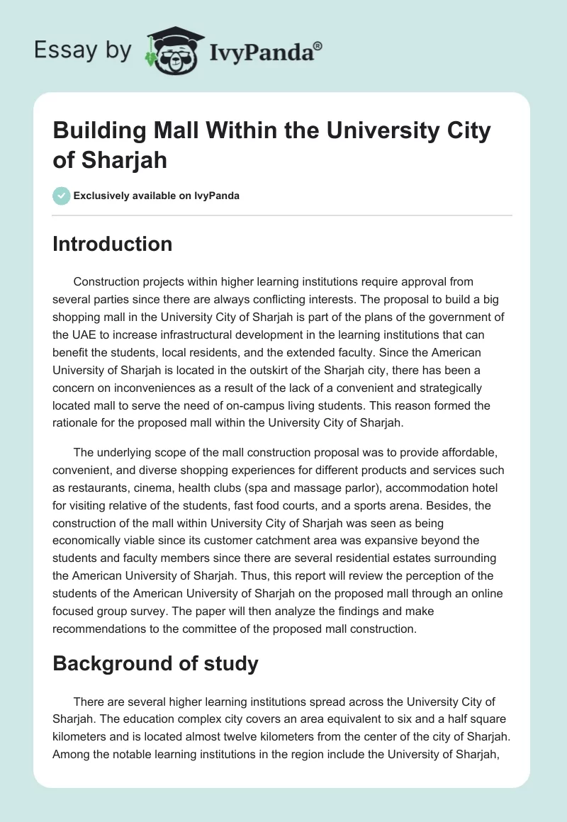Building Mall Within the University City of Sharjah. Page 1