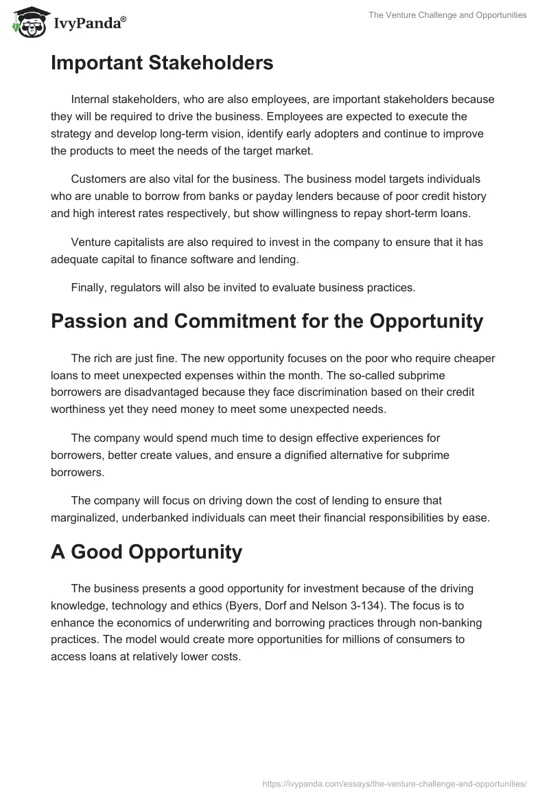 The Venture Challenge and Opportunities. Page 2