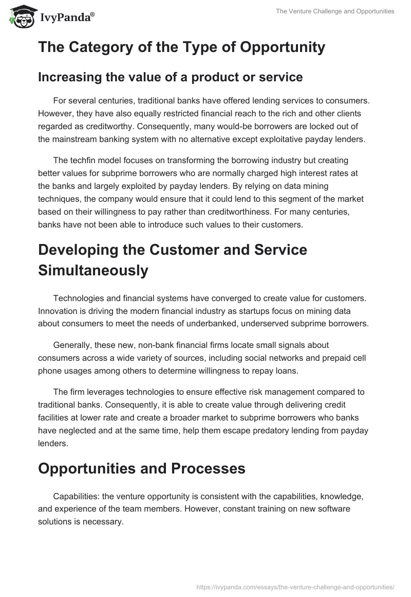 The Venture Challenge and Opportunities. Page 3