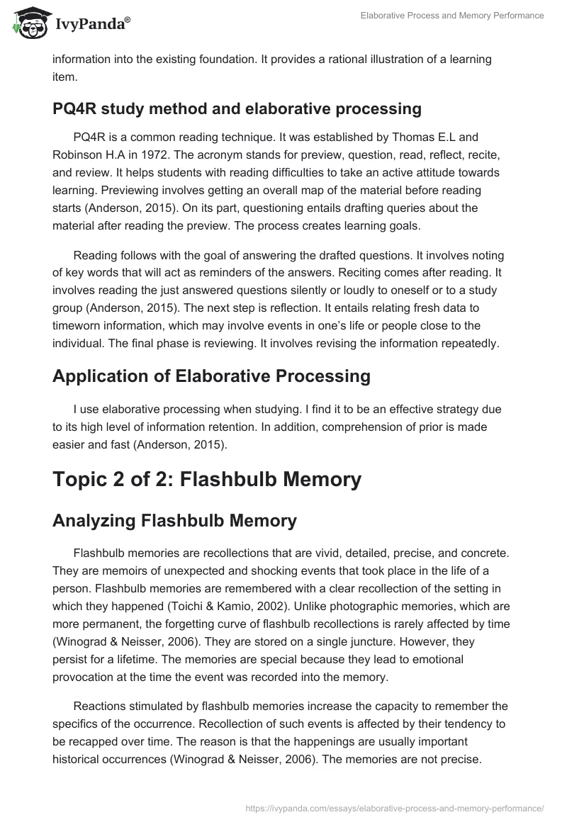 Elaborative Process and Memory Performance. Page 2