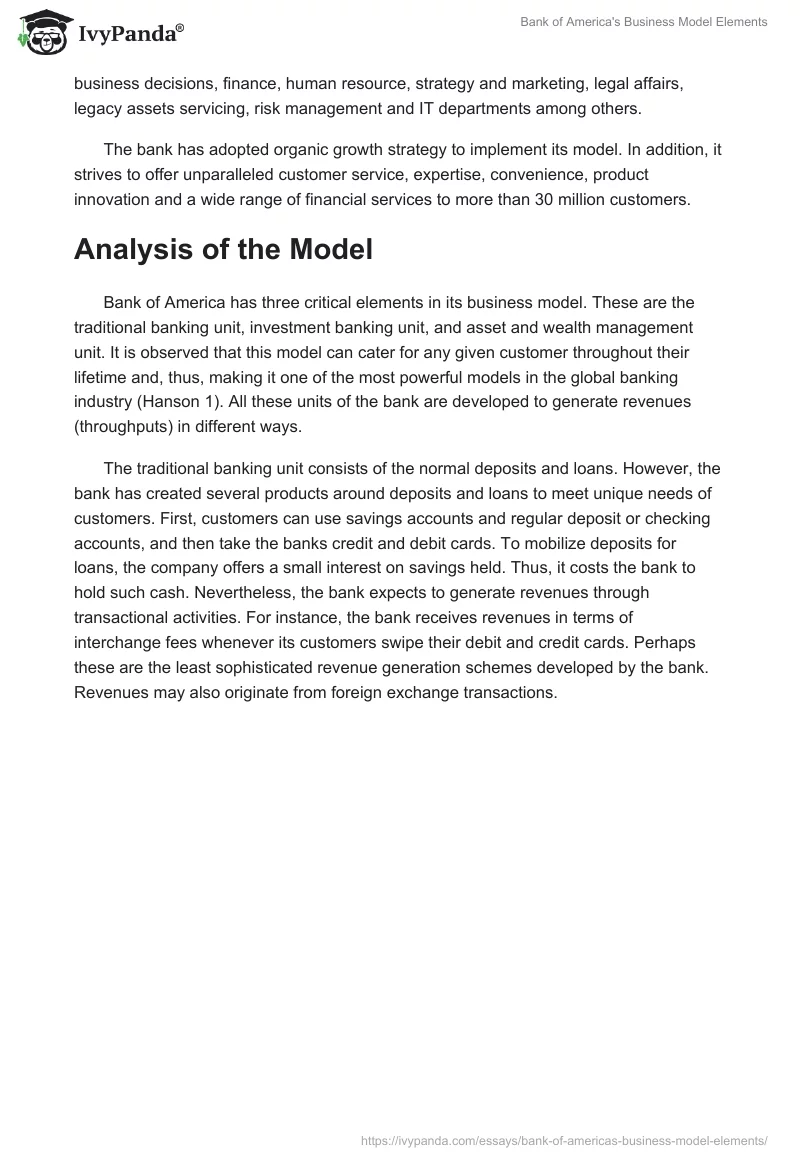 Bank of America's Business Model Elements. Page 4