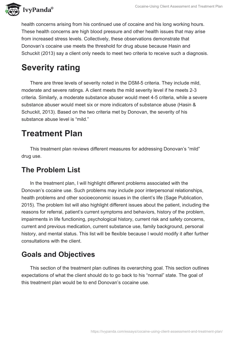 Cocaine-Using Client Assessment and Treatment Plan. Page 3
