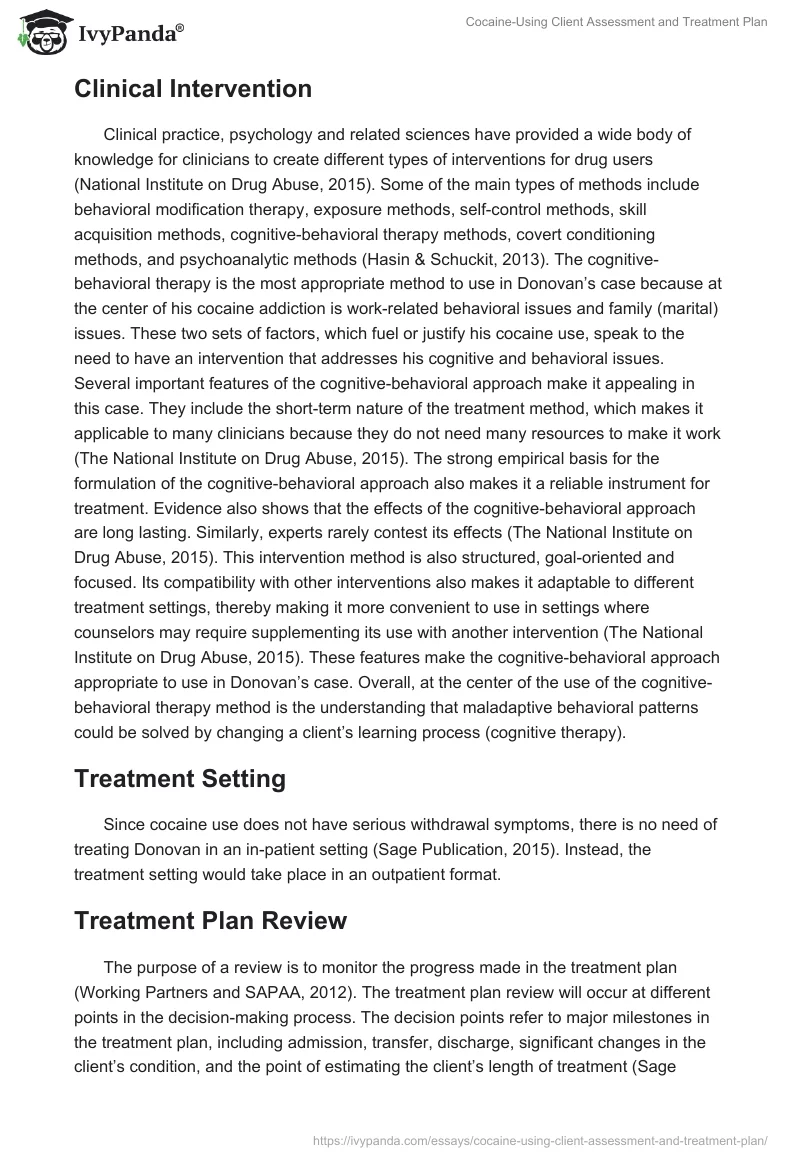 Cocaine-Using Client Assessment and Treatment Plan. Page 4