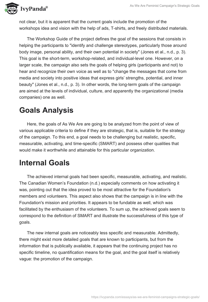 As We Are Feminist Campaign's Strategic Goals. Page 2