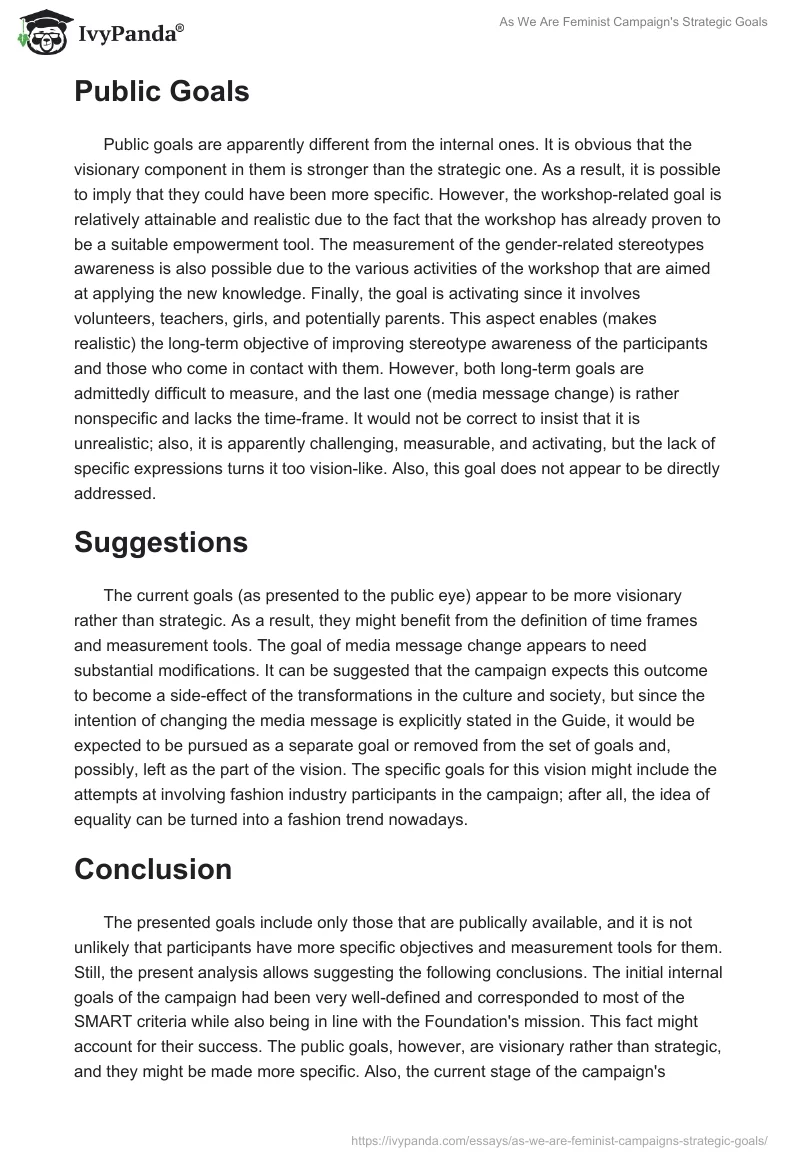 As We Are Feminist Campaign's Strategic Goals. Page 3