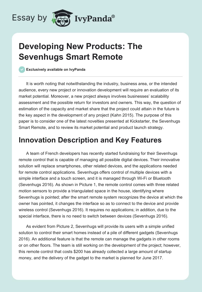 Developing New Products: The Sevenhugs Smart Remote. Page 1