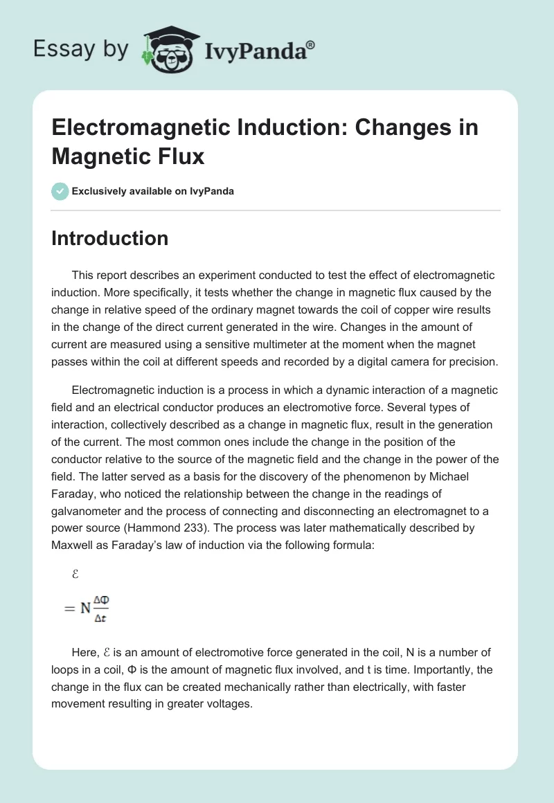 Electromagnetic Induction: Changes in Magnetic Flux. Page 1