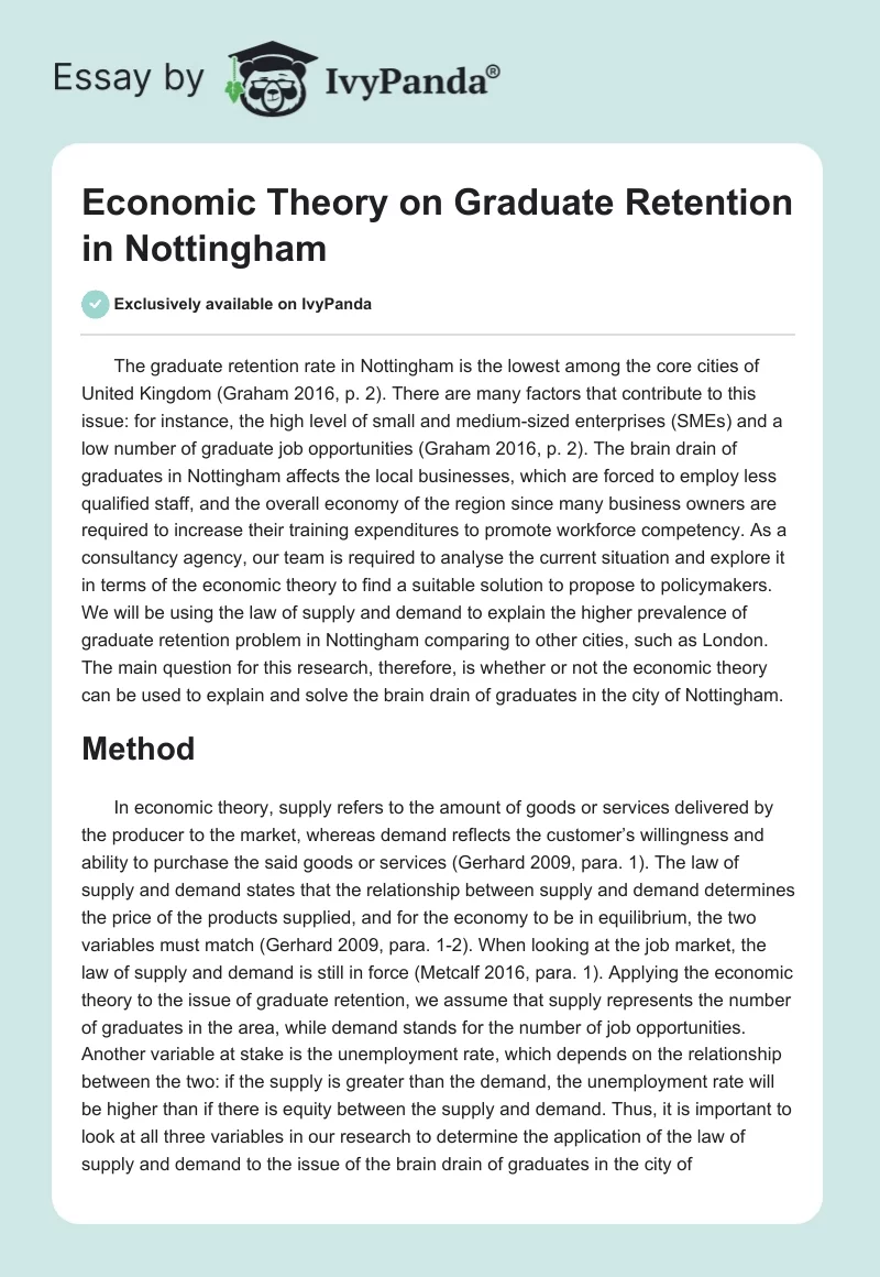 Economic Theory on Graduate Retention in Nottingham. Page 1