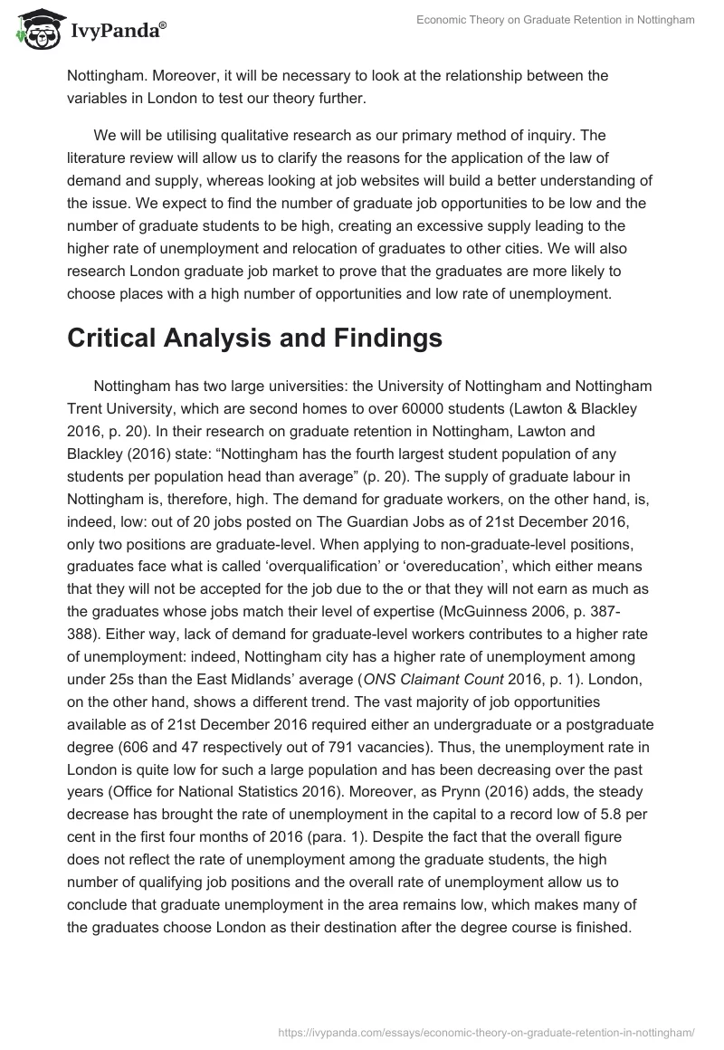 Economic Theory on Graduate Retention in Nottingham. Page 2
