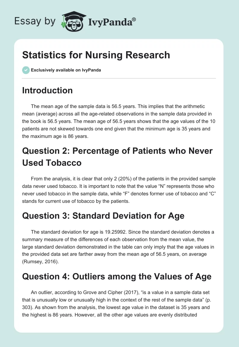 Statistics for Nursing Research. Page 1