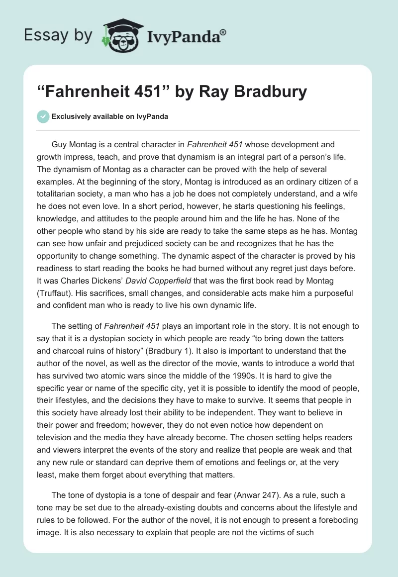 “Fahrenheit 451” by Ray Bradbury. Page 1
