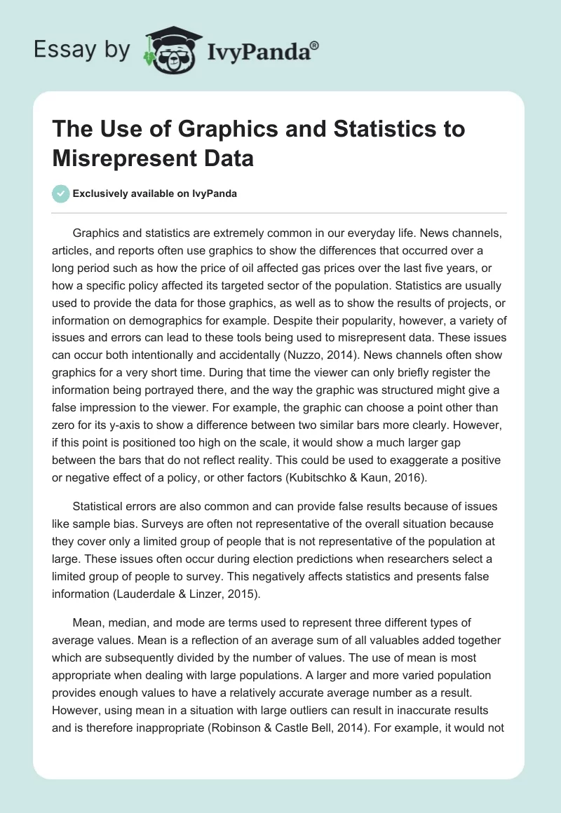 The Use of Graphics and Statistics to Misrepresent Data. Page 1