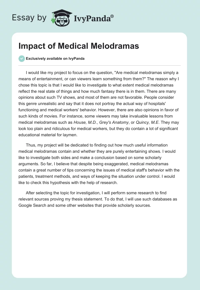 Impact of Medical Melodramas. Page 1