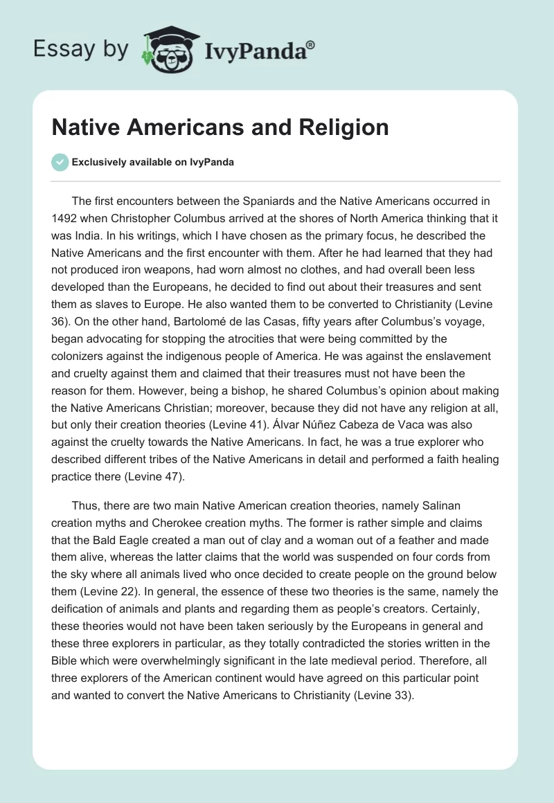 Native Americans and Religion. Page 1
