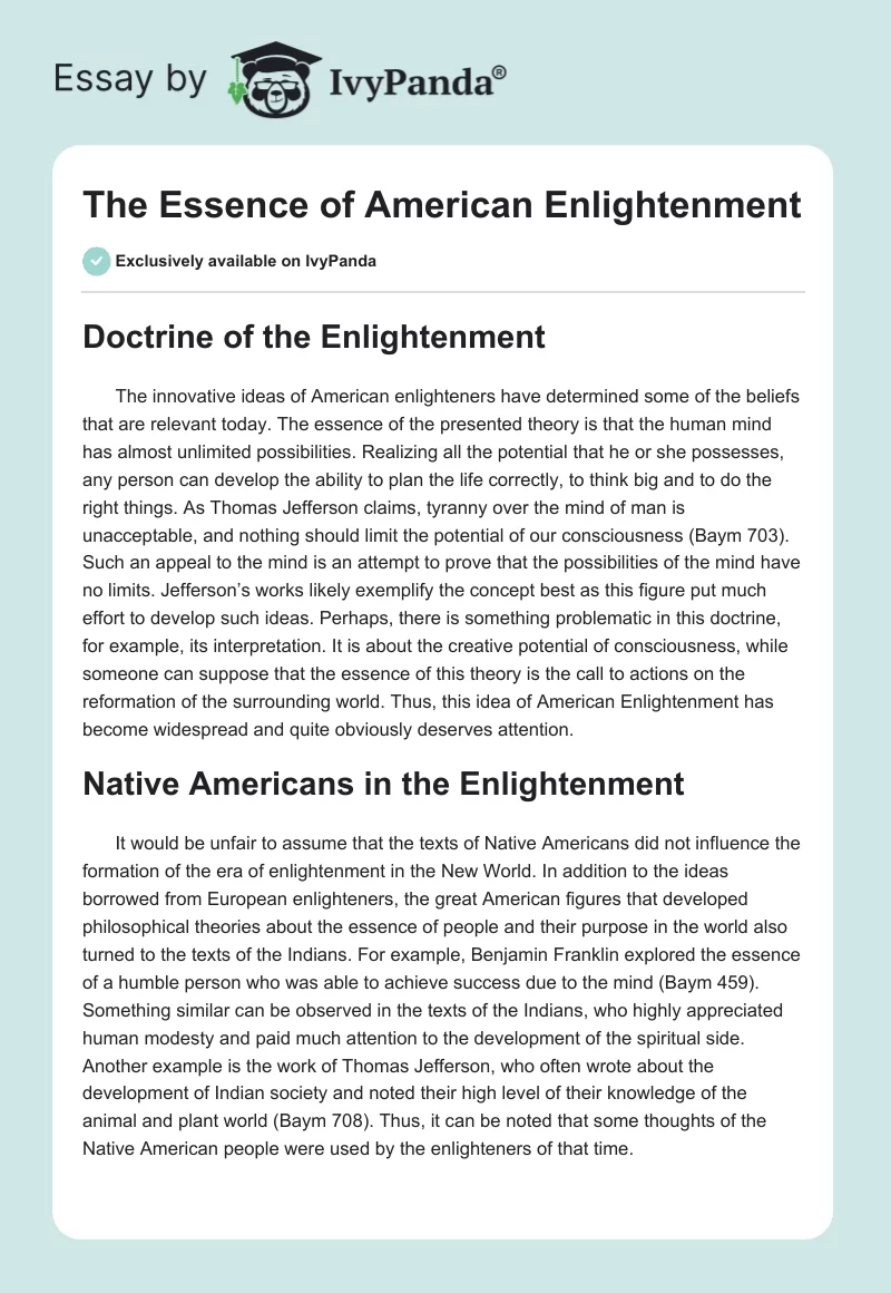 The Essence of American Enlightenment. Page 1