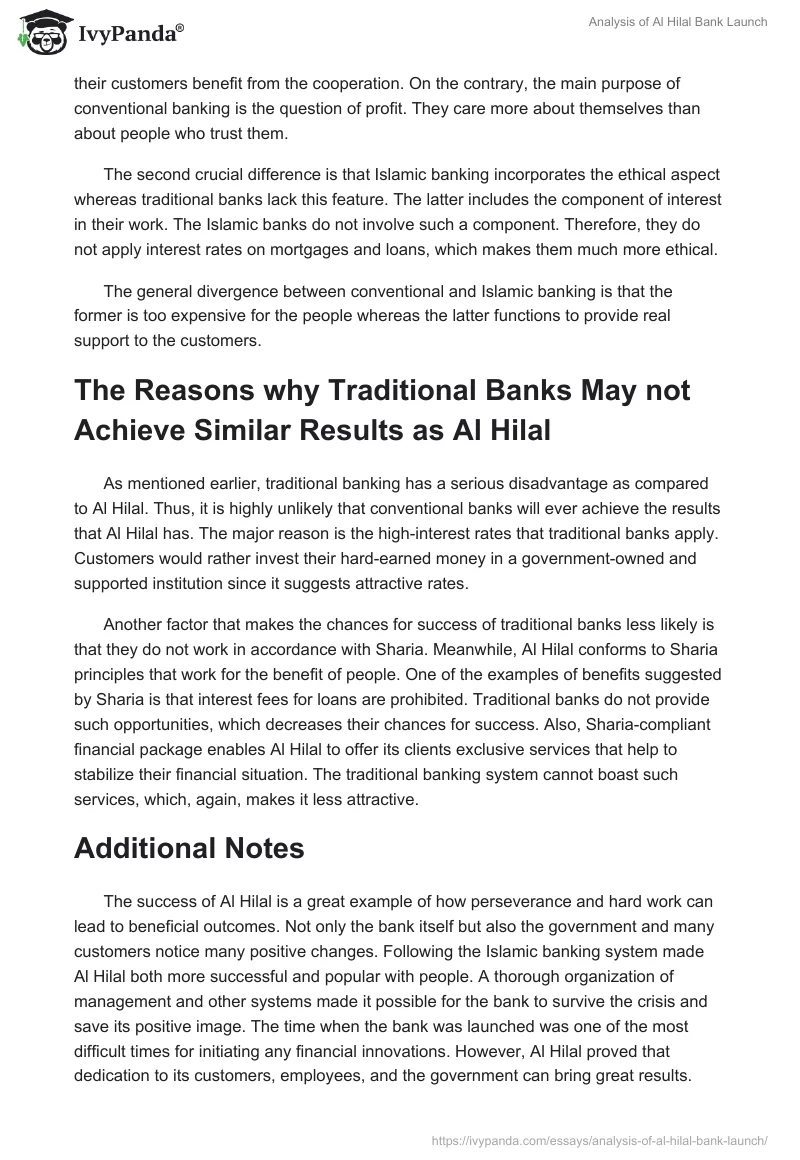 Analysis of Al Hilal Bank Launch. Page 3