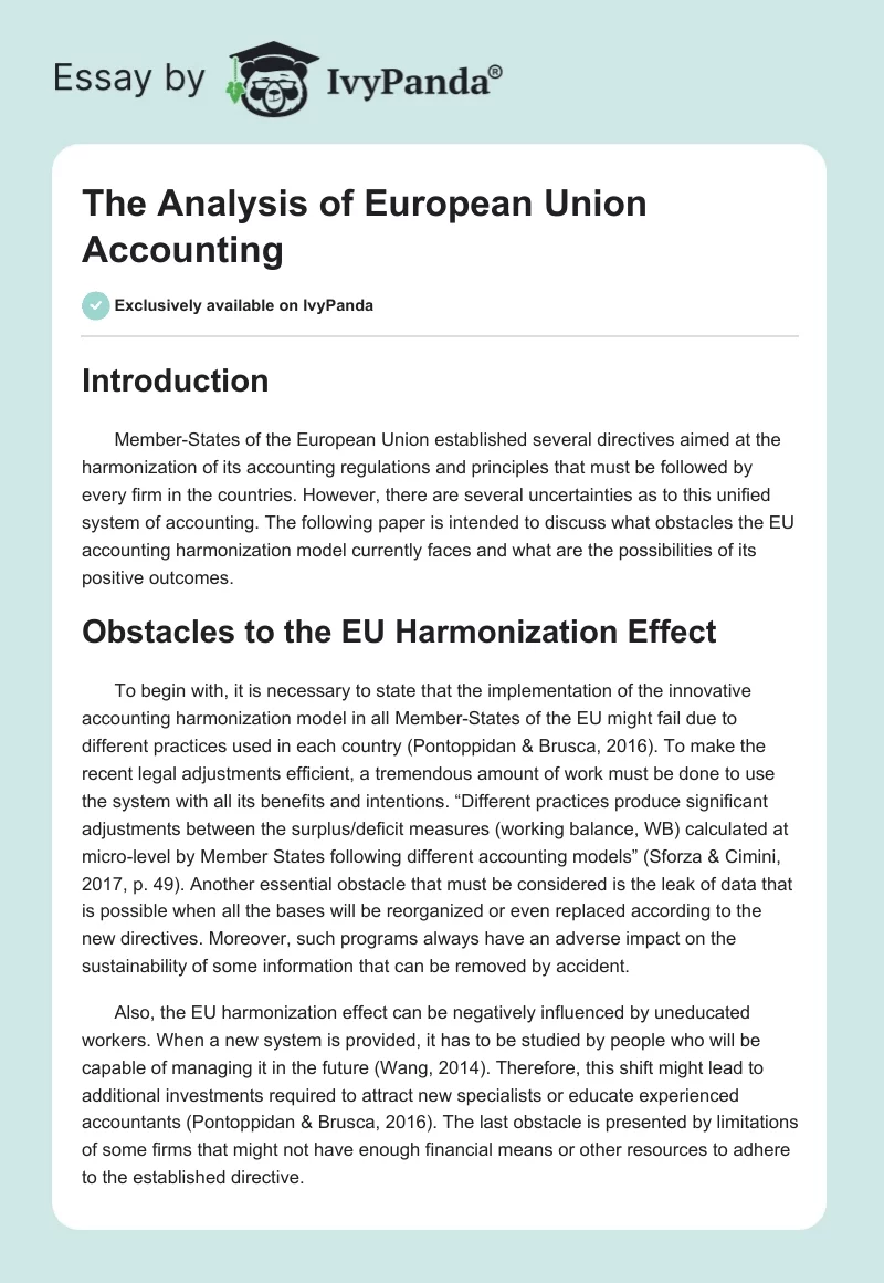 The Analysis of European Union Accounting. Page 1