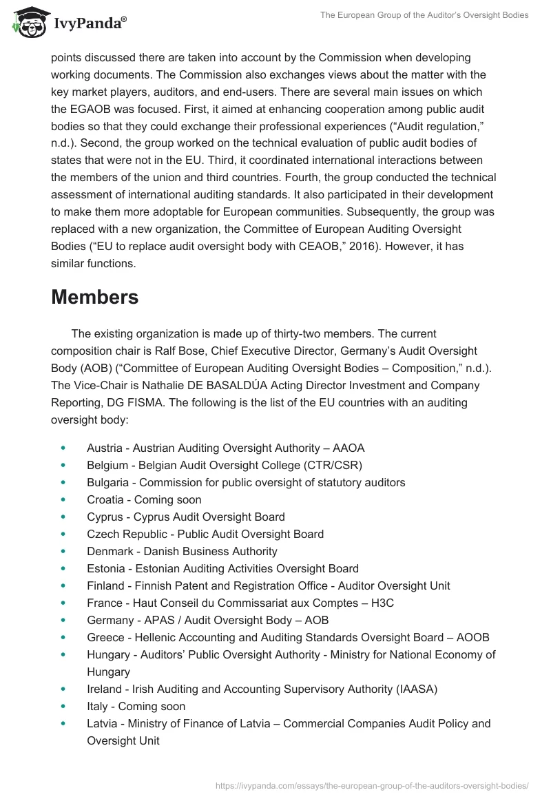 The European Group of the Auditor’s Oversight Bodies. Page 2
