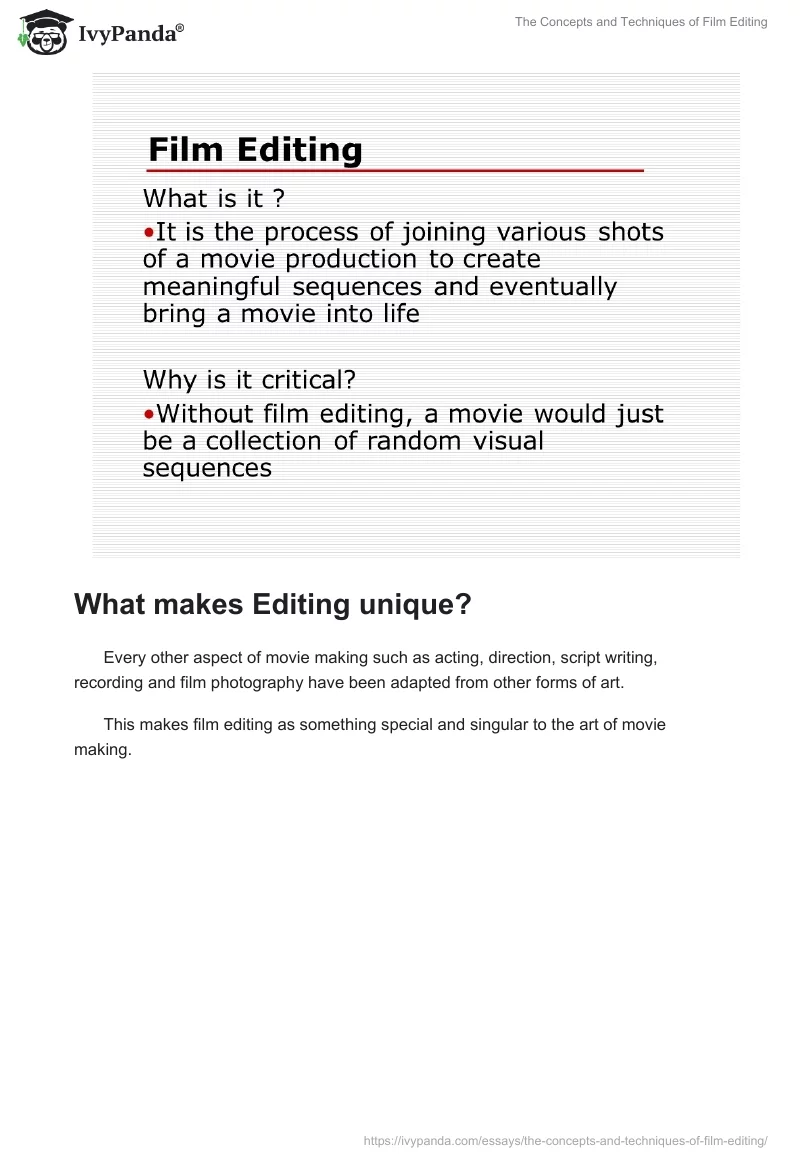 The Concepts and Techniques of Film Editing. Page 2