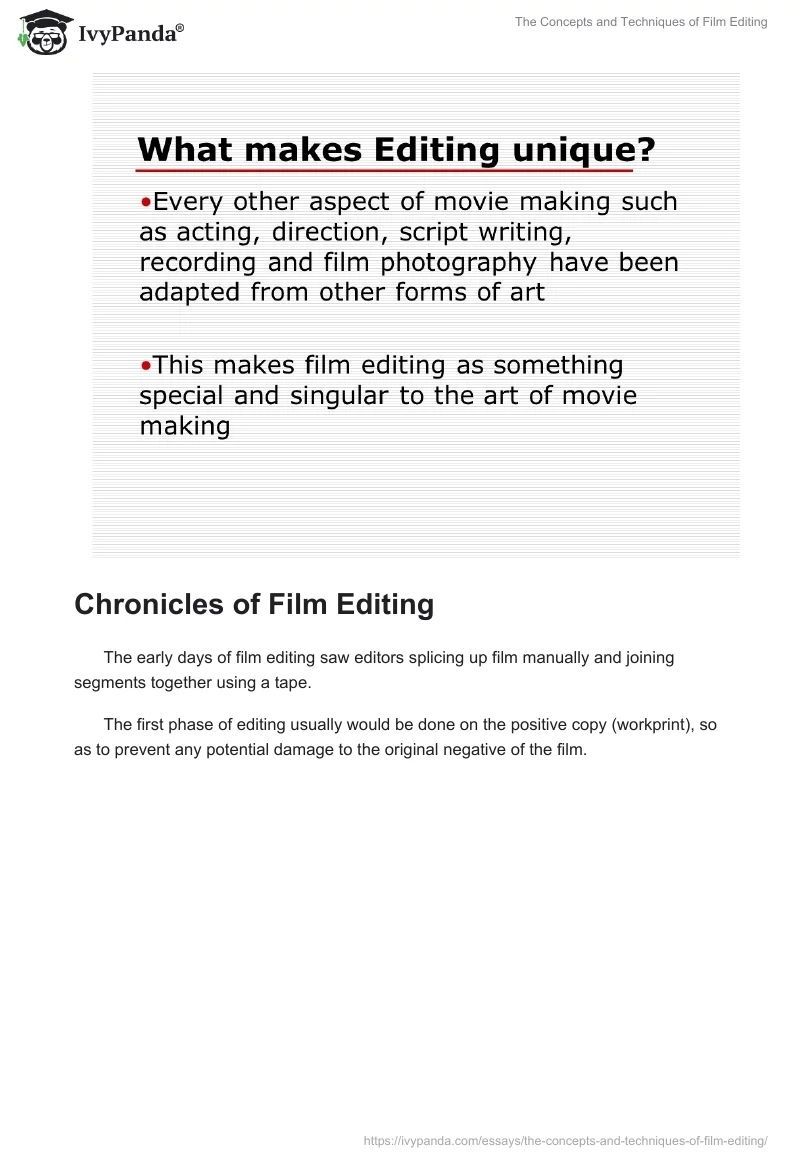 The Concepts and Techniques of Film Editing. Page 3