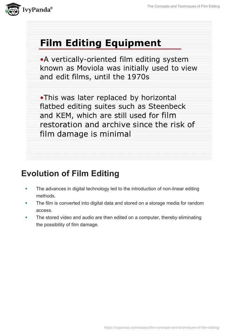 The Concepts and Techniques of Film Editing. Page 5