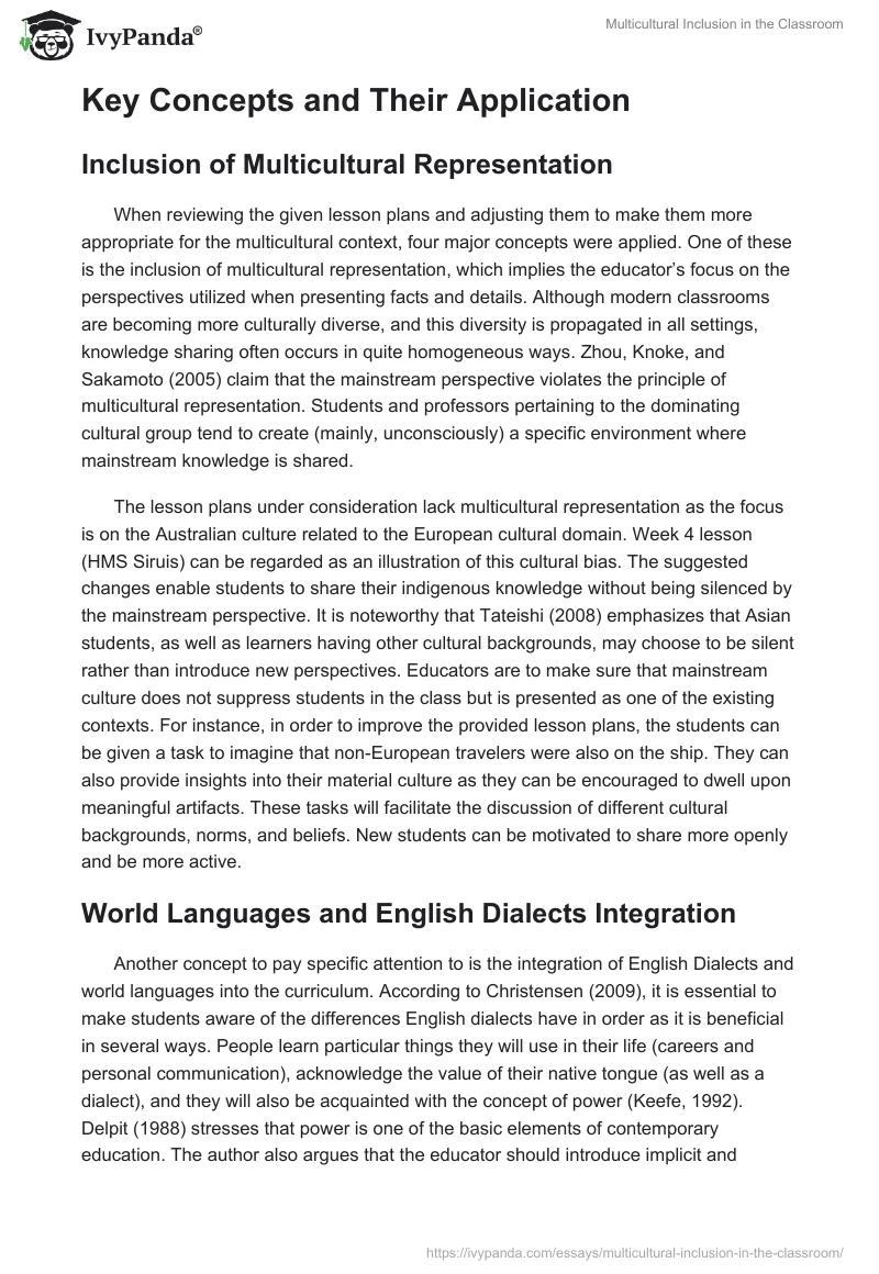 Multicultural Inclusion in the Classroom. Page 2