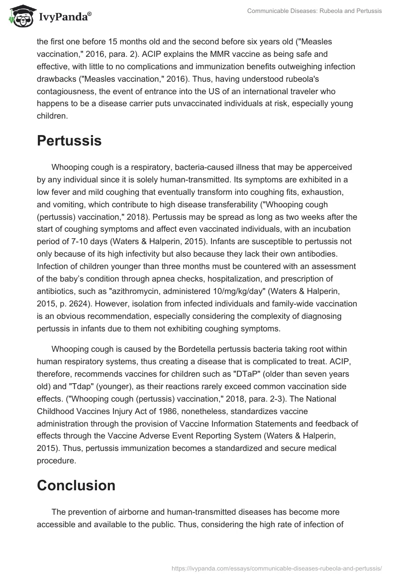 Communicable Diseases: Rubeola and Pertussis. Page 2