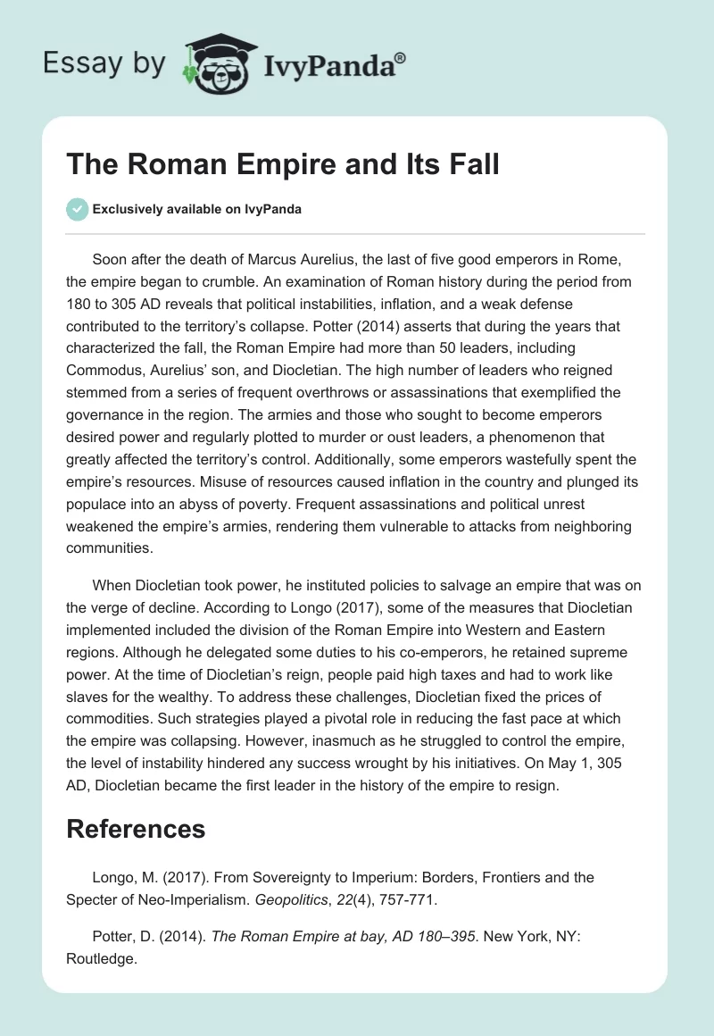 The Roman Empire and Its Fall. Page 1