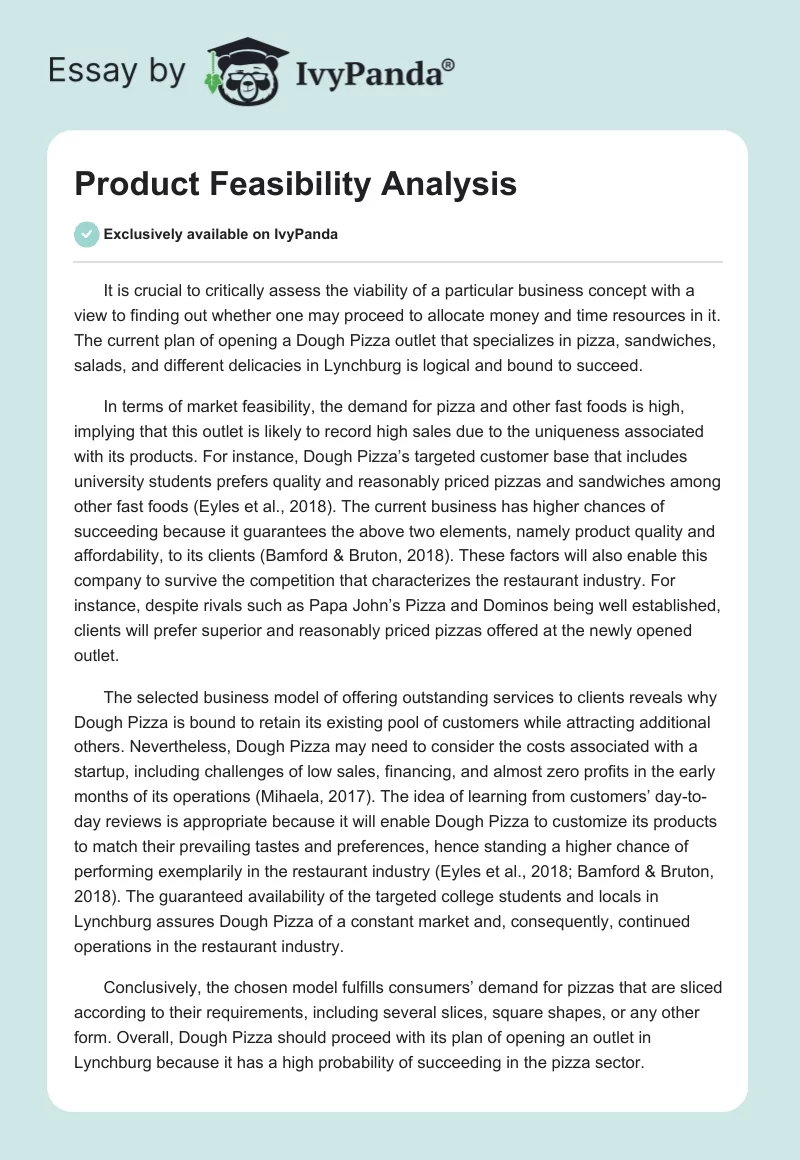Product Feasibility Analysis. Page 1
