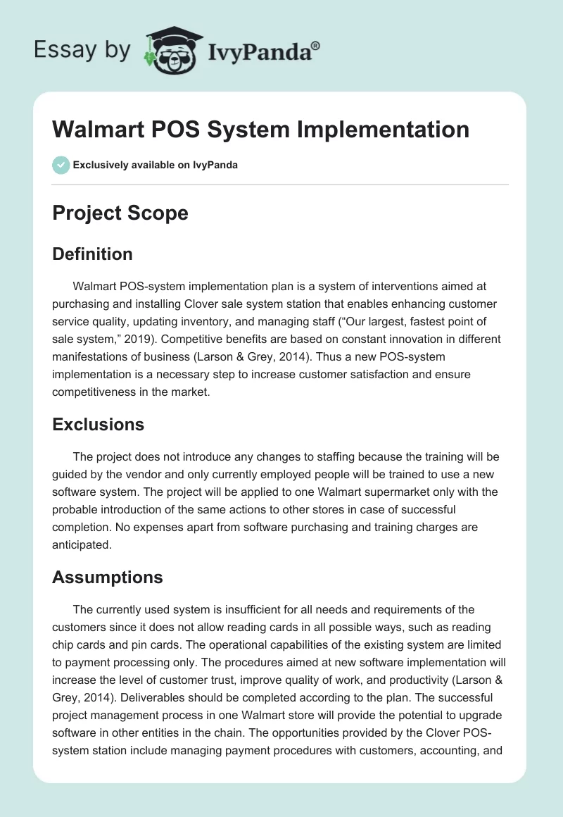 Walmart POS System Implementation. Page 1