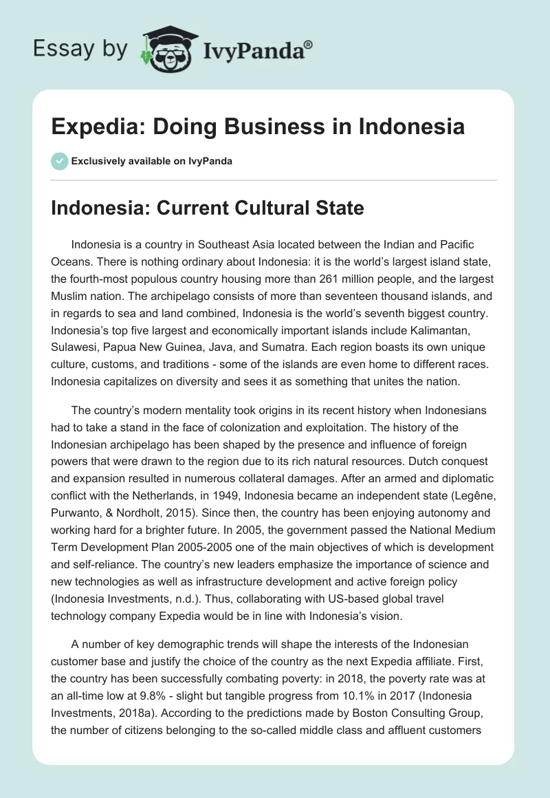 Expedia: Doing Business in Indonesia. Page 1