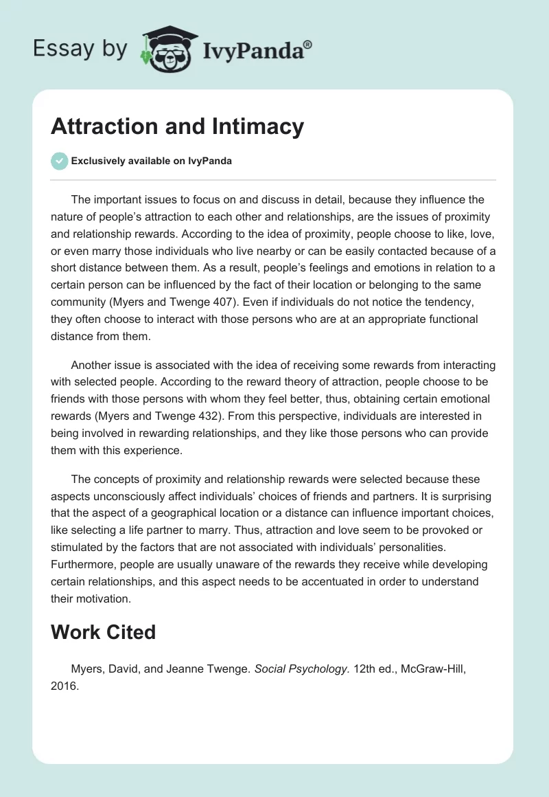 Attraction and Intimacy. Page 1
