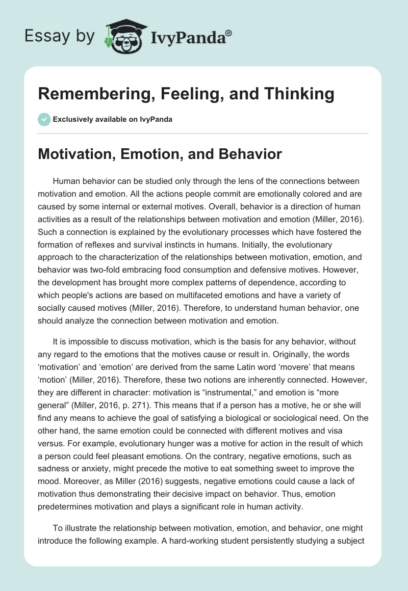 Remembering, Feeling, and Thinking. Page 1