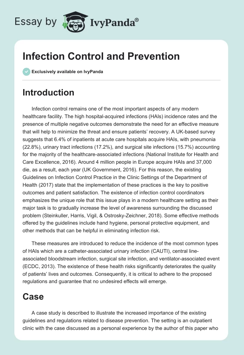 Infection Control and Prevention. Page 1