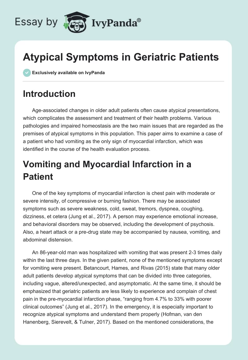 Atypical Symptoms in Geriatric Patients. Page 1