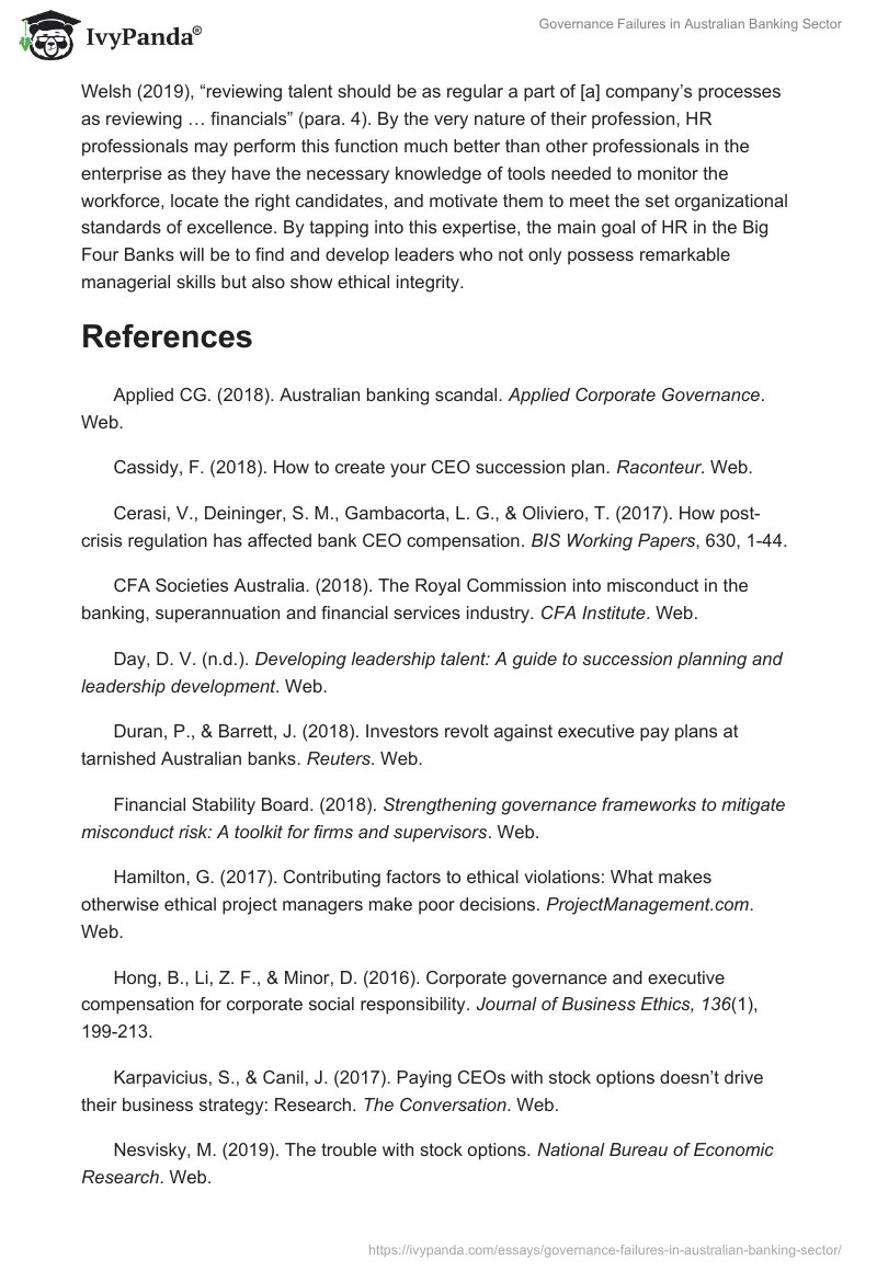 Governance Failures in Australian Banking Sector. Page 4
