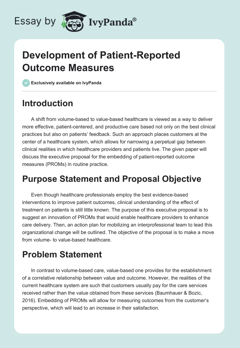 Development of Patient-Reported Outcome Measures. Page 1