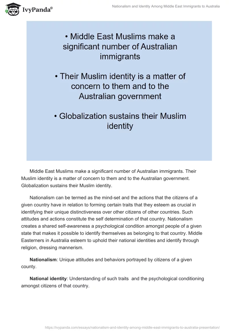 Nationalism and Identity Among Middle East Immigrants to Australia. Page 2