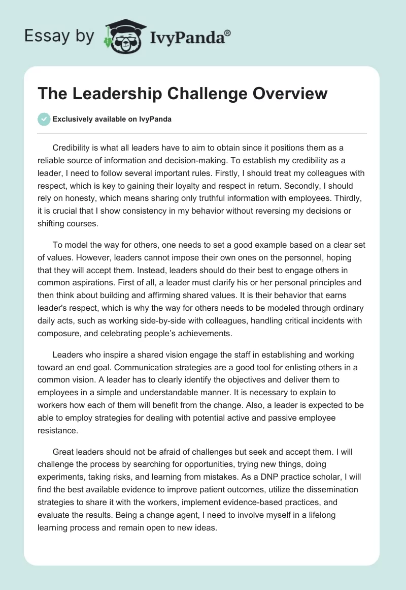 The Leadership Challenge Overview. Page 1