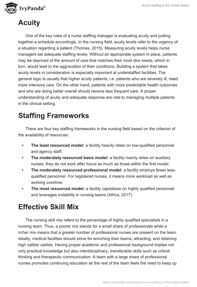 Nurse Staffing in the United States. Page 2