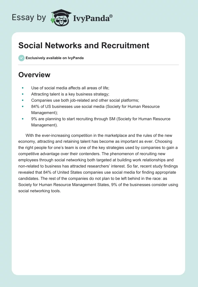 Social Networks and Recruitment. Page 1