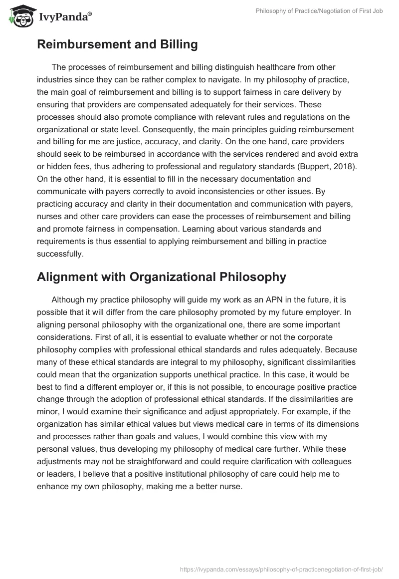 Philosophy of Practice/Negotiation of First Job. Page 3